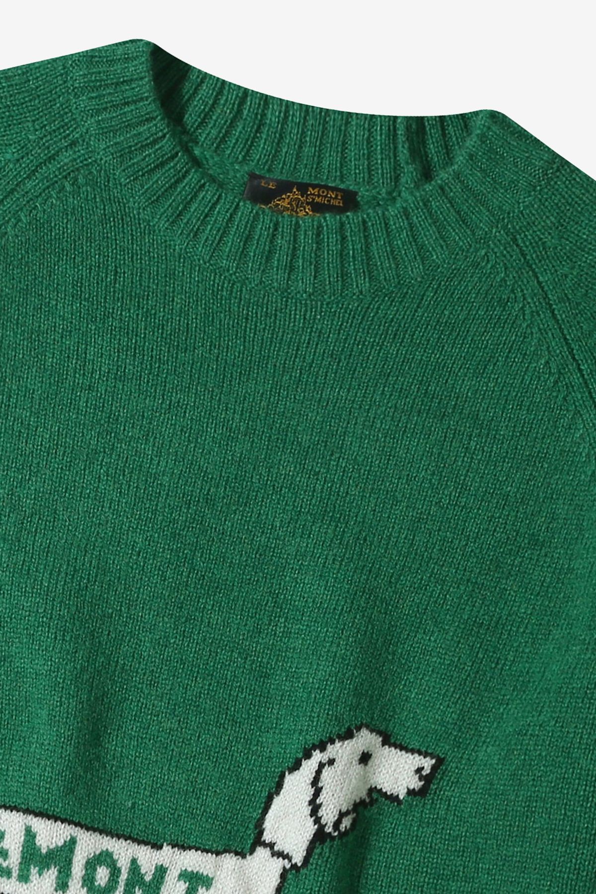 르몽생미셸(LE MONT ST MICHEL) DOG illust pullover knit_Green