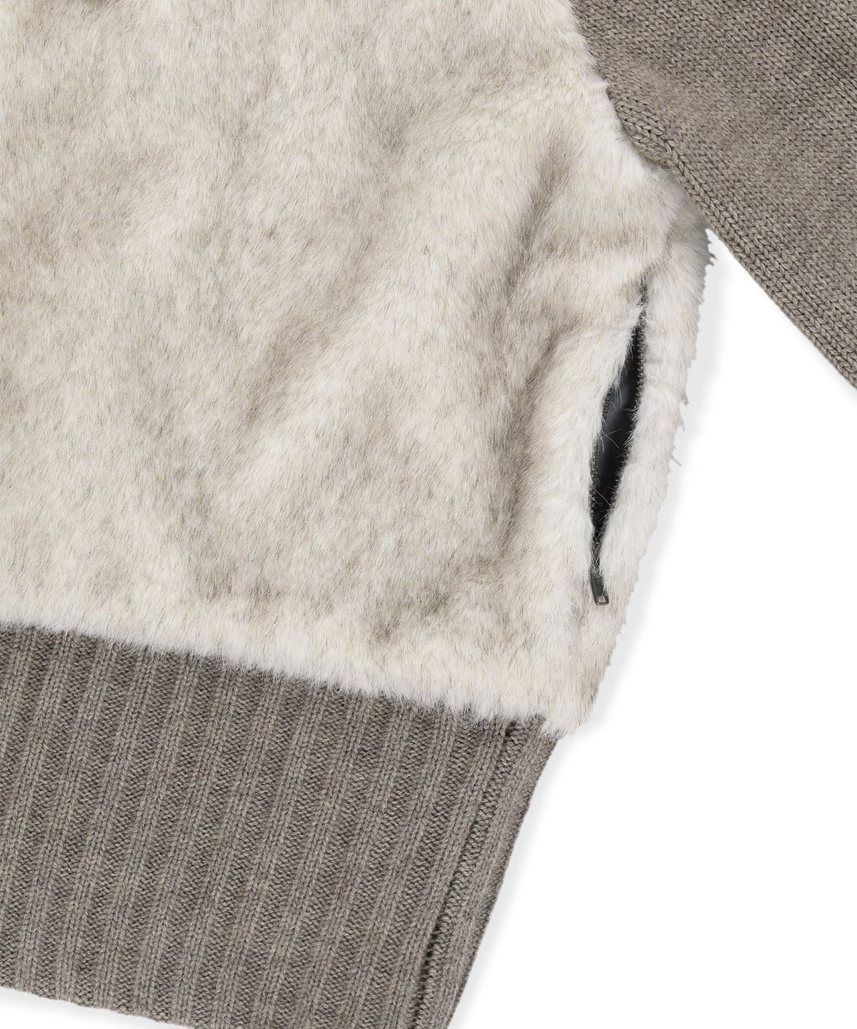 썬러브투어(SUNLOVETOUR) W Faux Fur Knit Zip Jacket Oatmeal