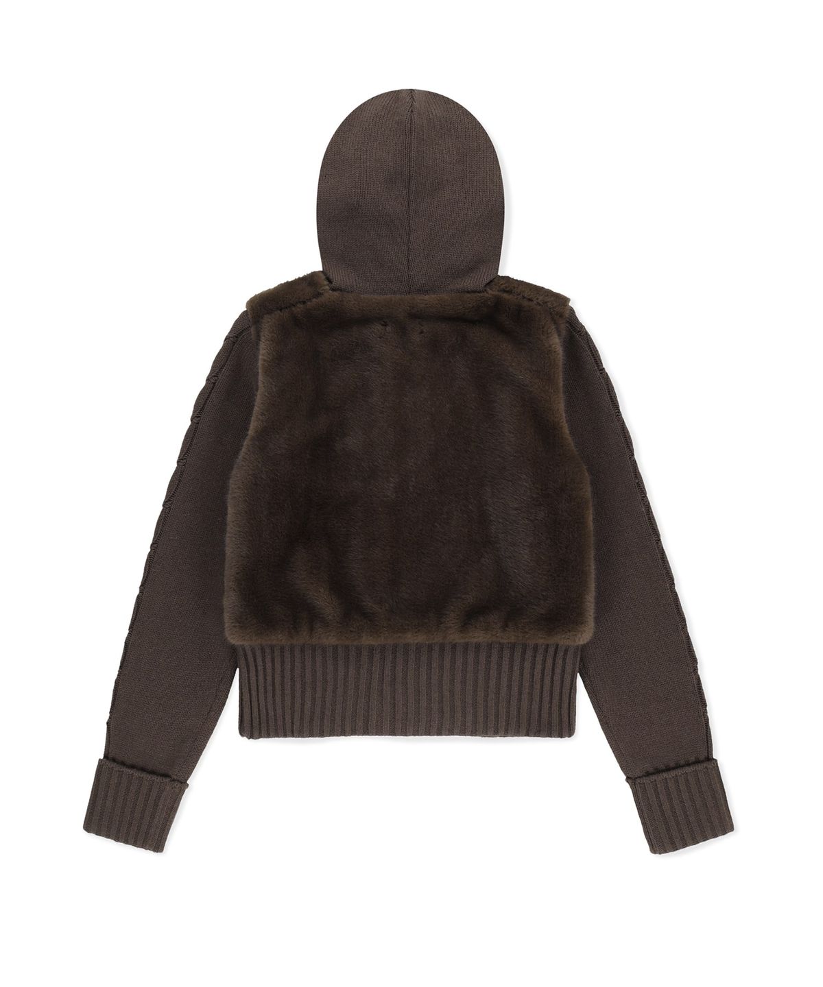 썬러브투어(SUNLOVETOUR) W Faux Fur Knit Zip Jacket Brown