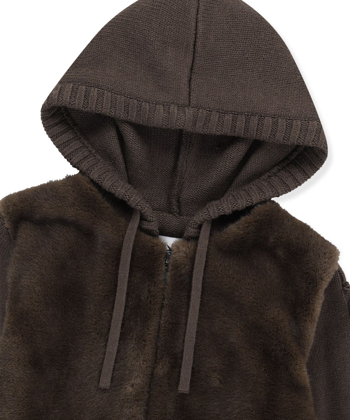 썬러브투어(SUNLOVETOUR) W Faux Fur Knit Zip Jacket Brown
