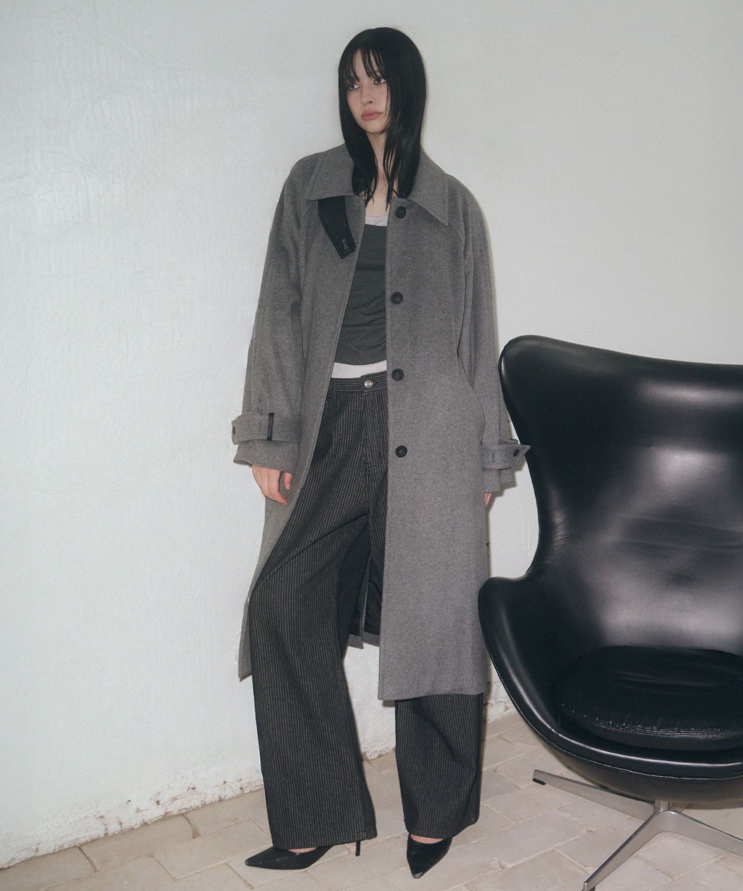 MUSINSA公式 | LEATHERY カシミヤバルマカンローブコート [グレー]