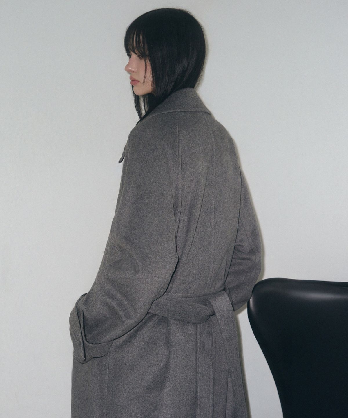 레더리(LEATHERY) 캐시미어 발마칸 로브 코트 [GREY]