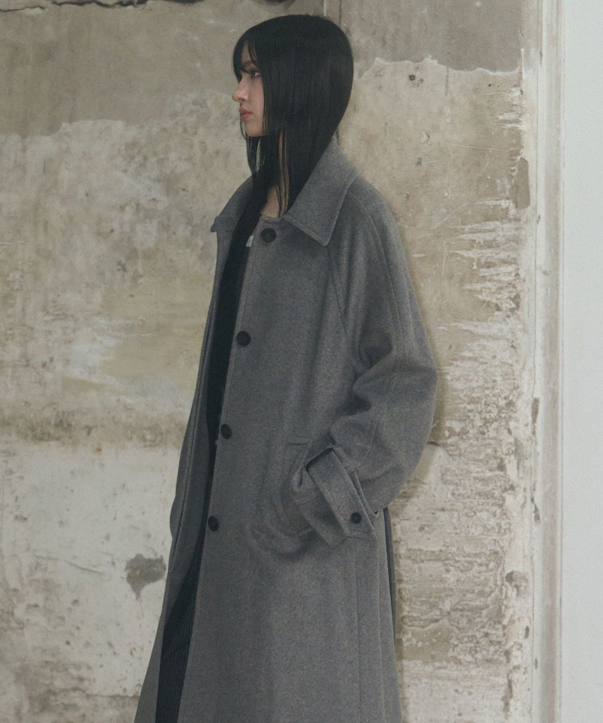 레더리(LEATHERY) 캐시미어 발마칸 로브 코트 [BLACK]