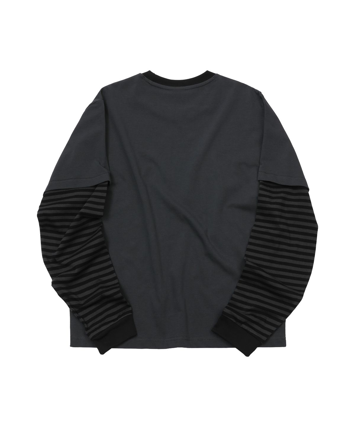 에스이에스티(S'EST) Stripe Layered Long Sleeve Charcoal