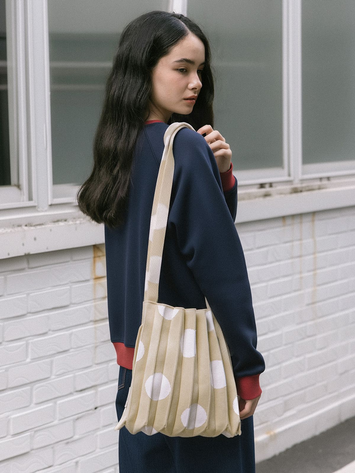 조셉앤스테이시(JOSEPH&STACEY) Lucky Pleats Knit Crossbody M Dot (ALL)