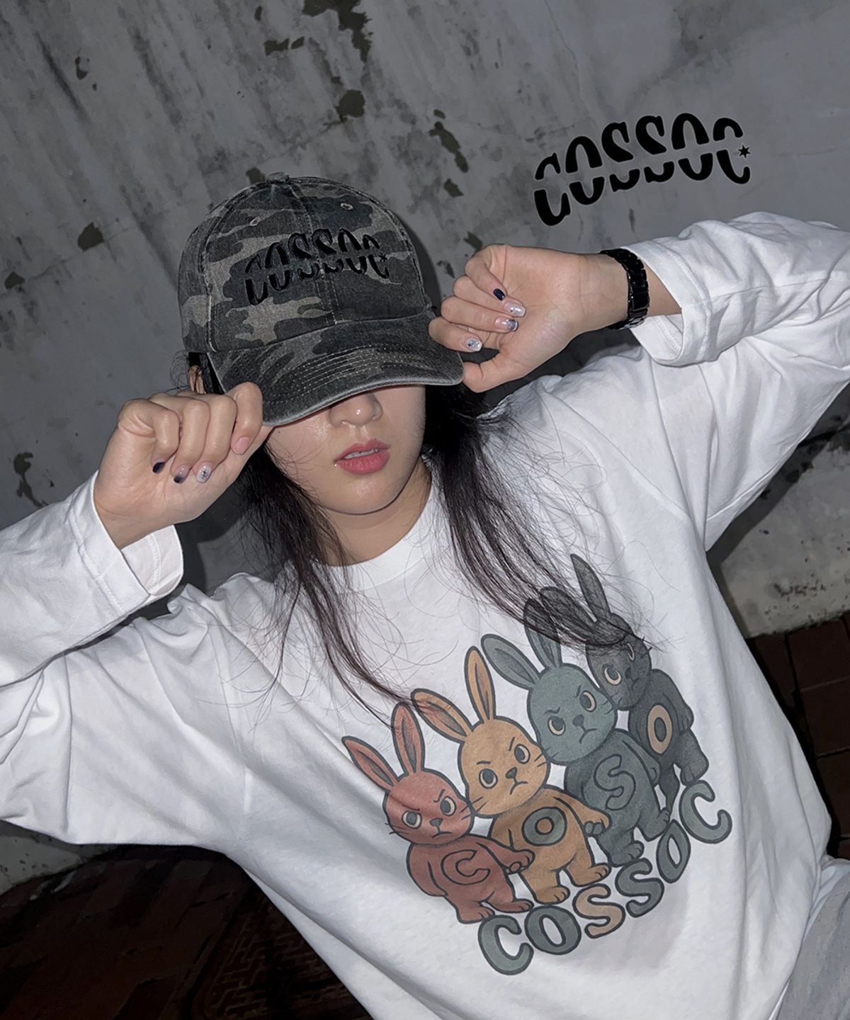 코소(COSO) 래빗 롱 슬리브 긴팔티 (WHITE)
