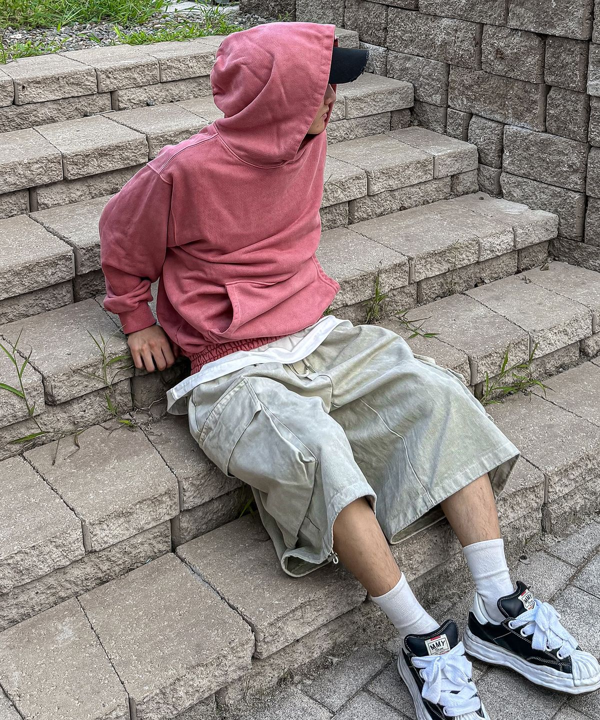 에이던엠(ADERNM) PIGMENT DYED ZURI SWEAT HOODIE (PINK)