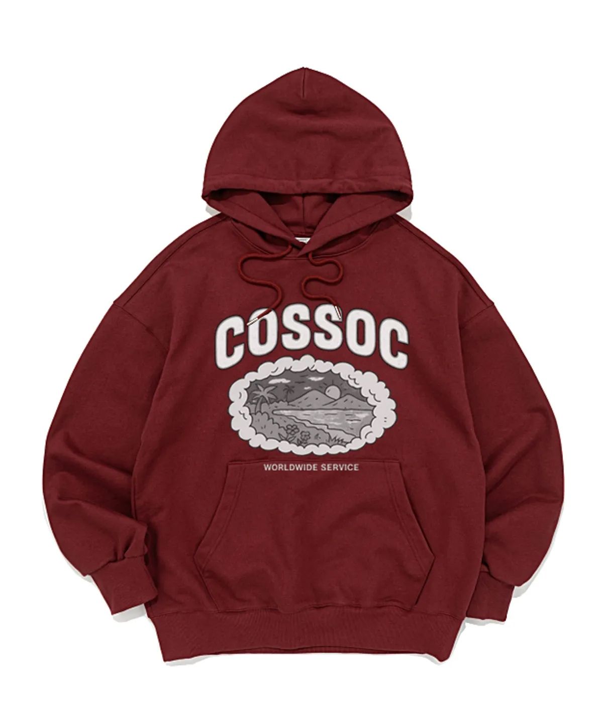 코소(COSO) 스테이 후드 티셔츠 (BURGUNDY)