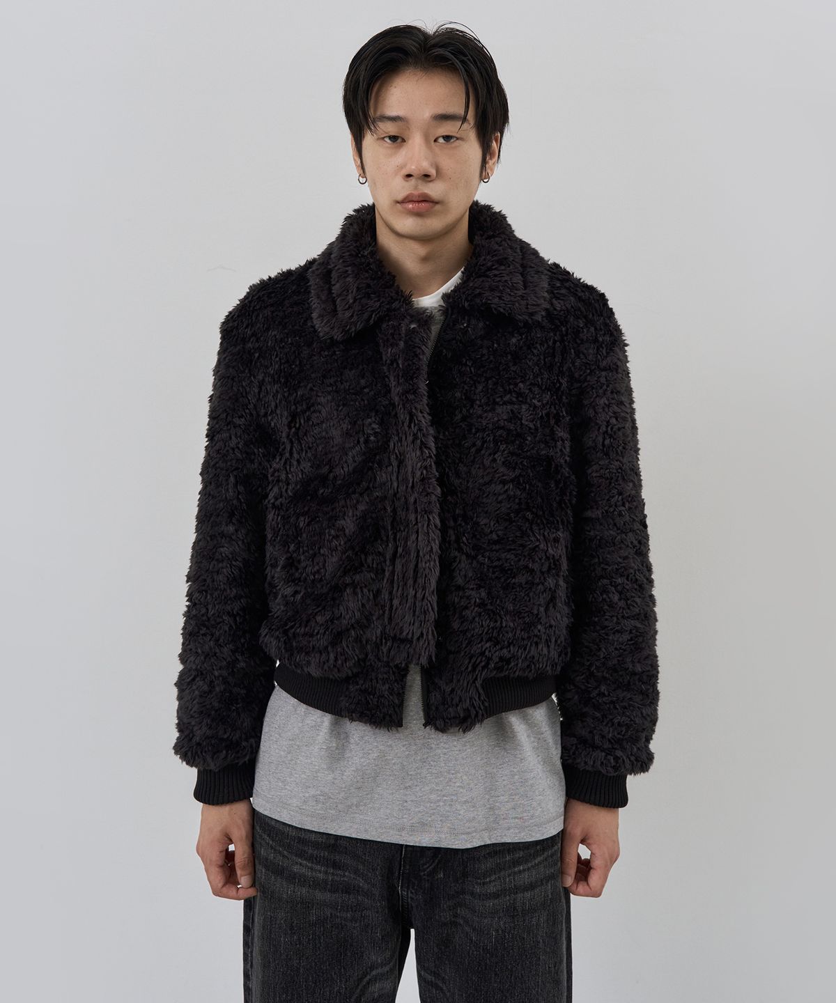 누아클레(NUAKLE) (m) 코지 리버시블 퍼 점퍼_블랙