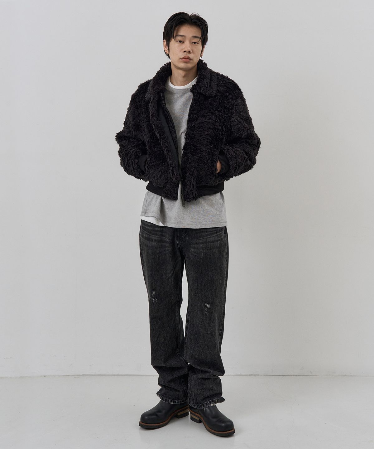 누아클레(NUAKLE) (m) 코지 리버시블 퍼 점퍼_블랙