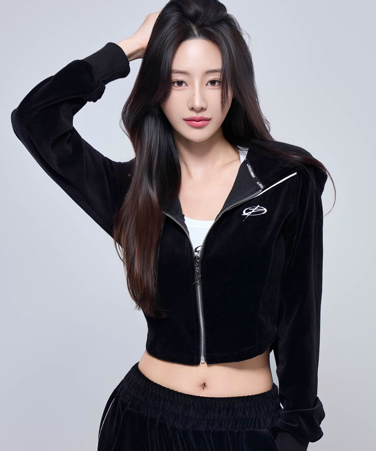 피지컬가먼츠(PHYSICAL GARMENTS) P5054 우먼 벨로아 크롭 후드집업 [블랙]
