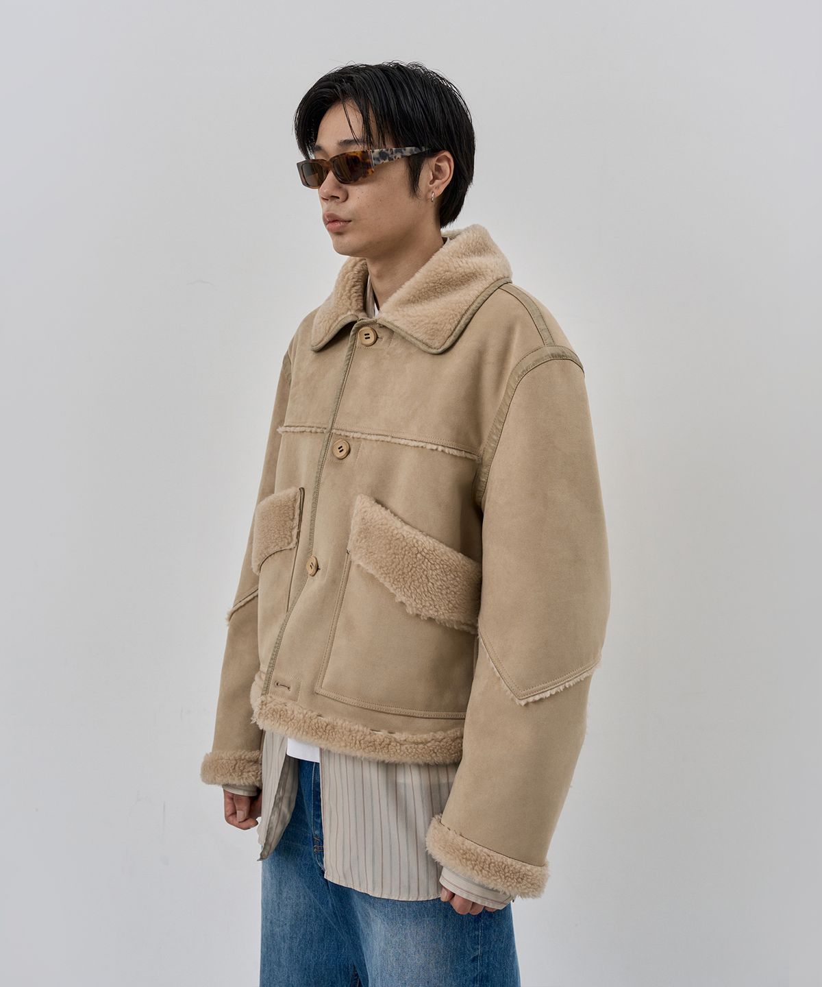 누아클레(NUAKLE) (m) 아스펜 시어링 무스탕_샌드 베이지