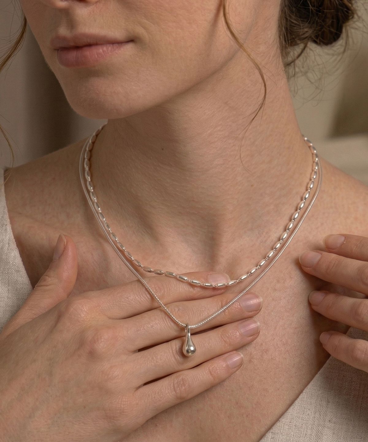 쥴리어스(JULIUS1) waterdrop layered necklace JSB-544