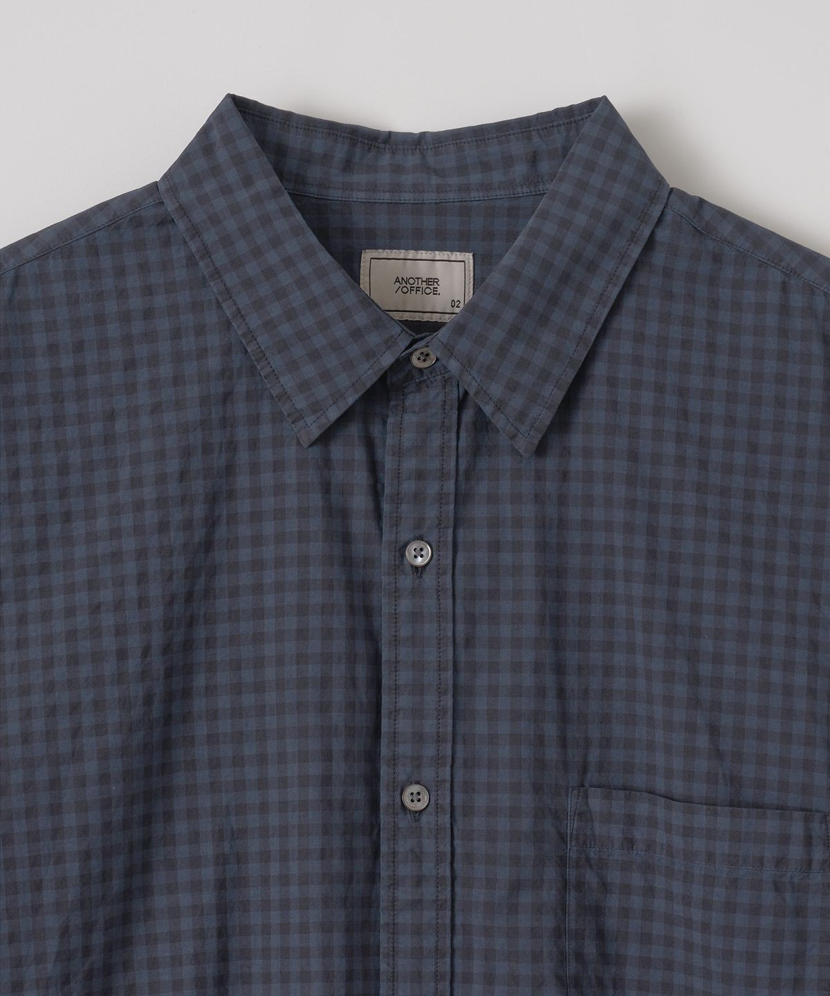 어나더 오피스(ANOTHER OFFICE) Bold Garment Gingham Check Shirt (Smoky indigo)