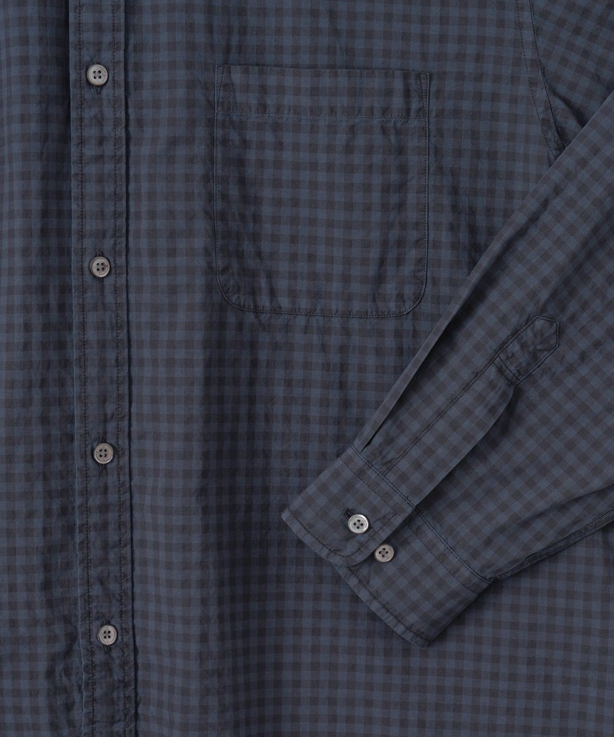 어나더 오피스(ANOTHER OFFICE) Bold Garment Gingham Check Shirt (Smoky indigo)