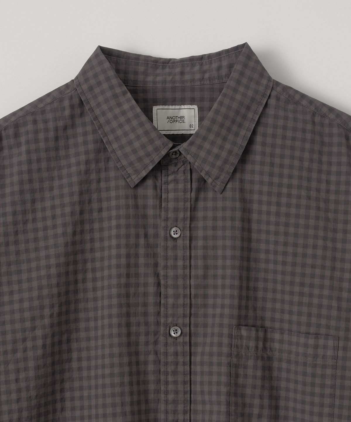 어나더 오피스(ANOTHER OFFICE) Bold Garment Gingham Check Shirt (Charcoal brown)