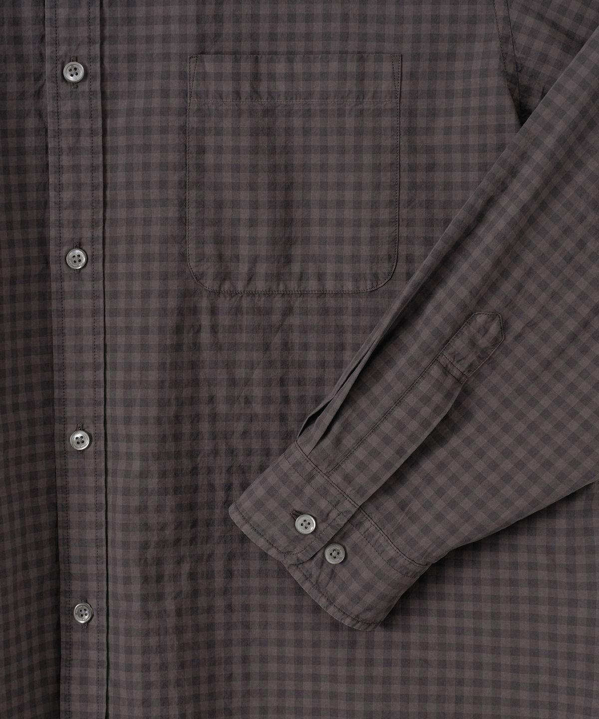 어나더 오피스(ANOTHER OFFICE) Bold Garment Gingham Check Shirt (Charcoal brown)
