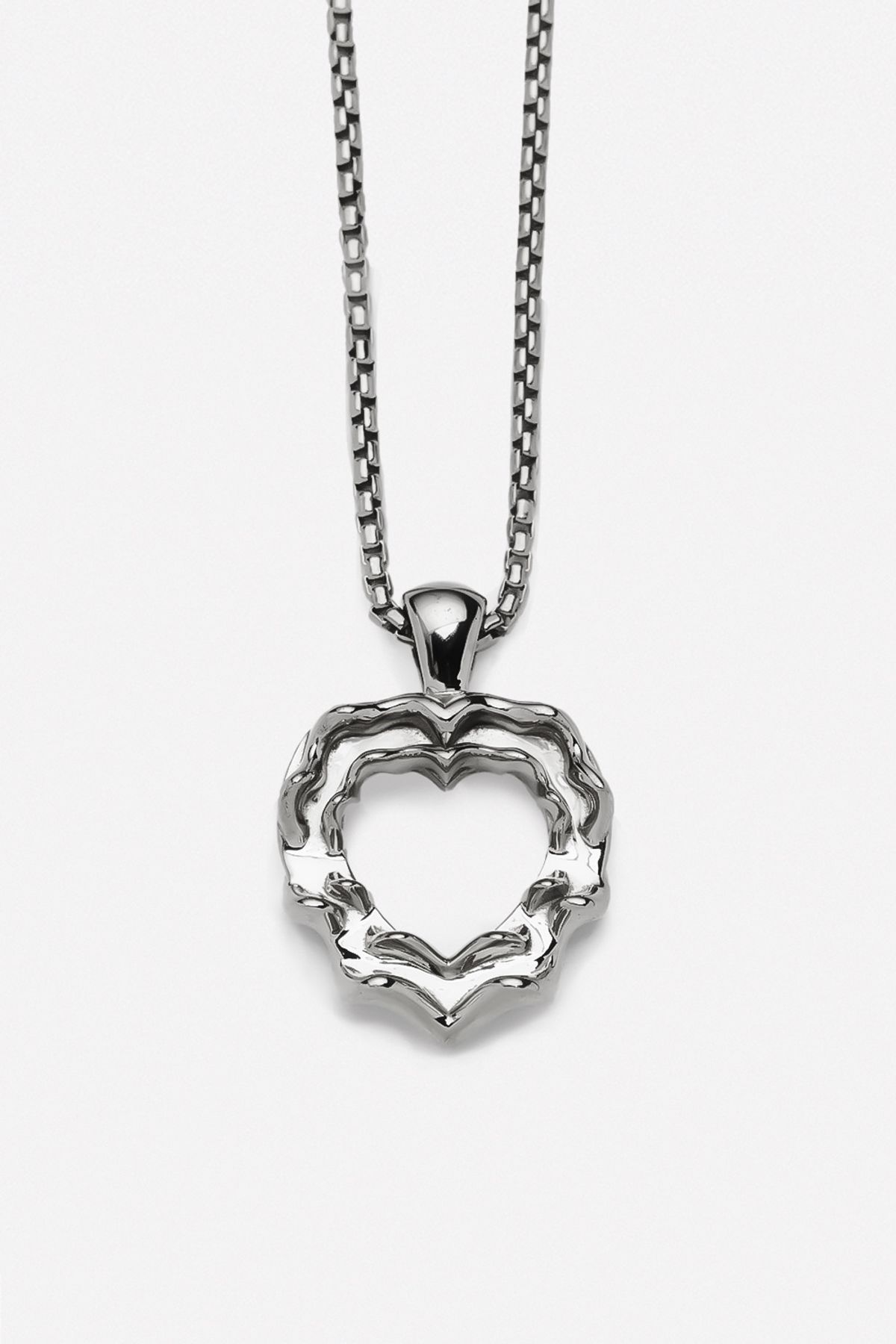 휴스타드(HUSTAD) TWIN HEART SILVER NECKALCE_925 실버 트윈 하트 네크리스