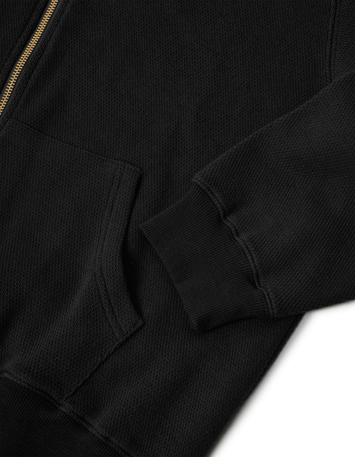 로어즈(LORES) Waffle Zip Hoodie - Black