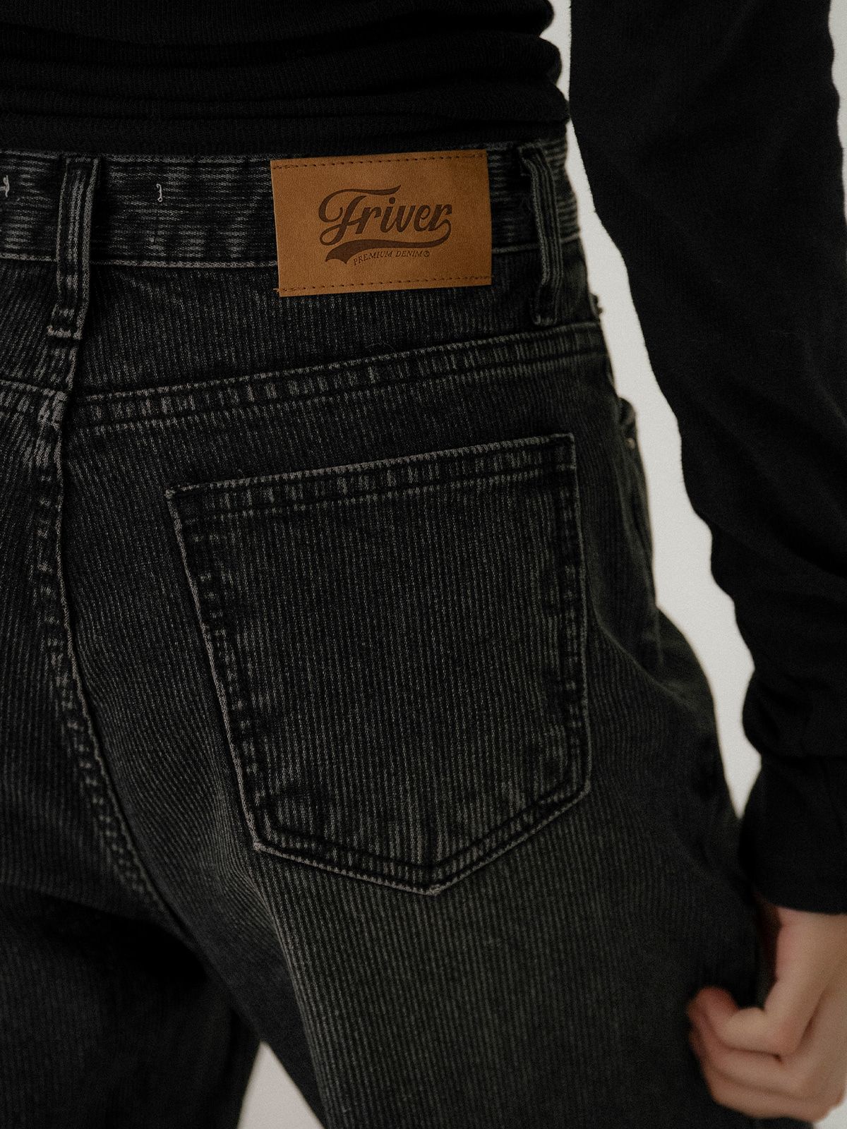 프리버07(FRIVER07) Corduroy vintage washing denim pants [FRFA03DP02]_Black