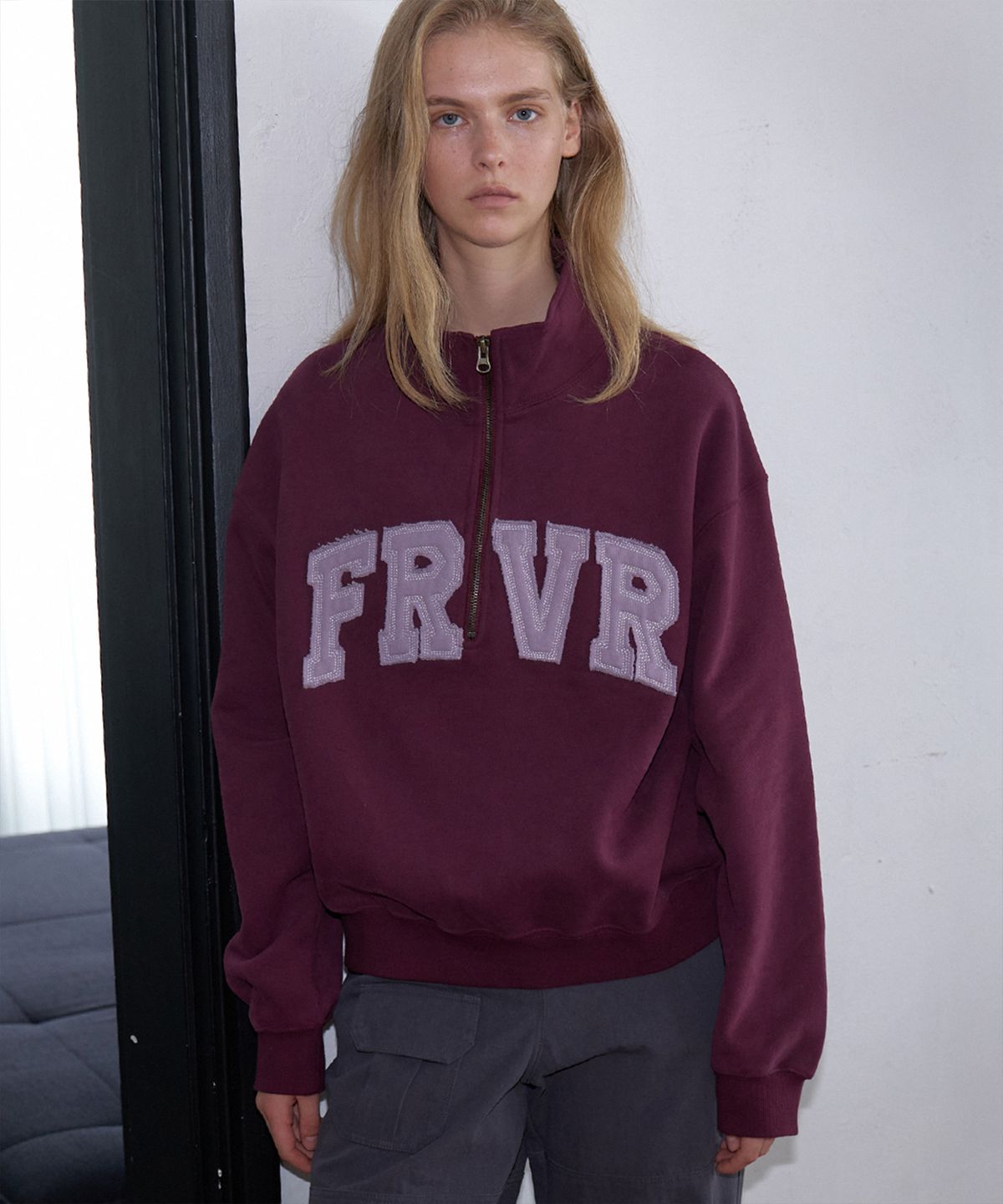 프리버07(FRIVER07) Friver half zip-up sweatshirt [FRFA03LT02]_Wine