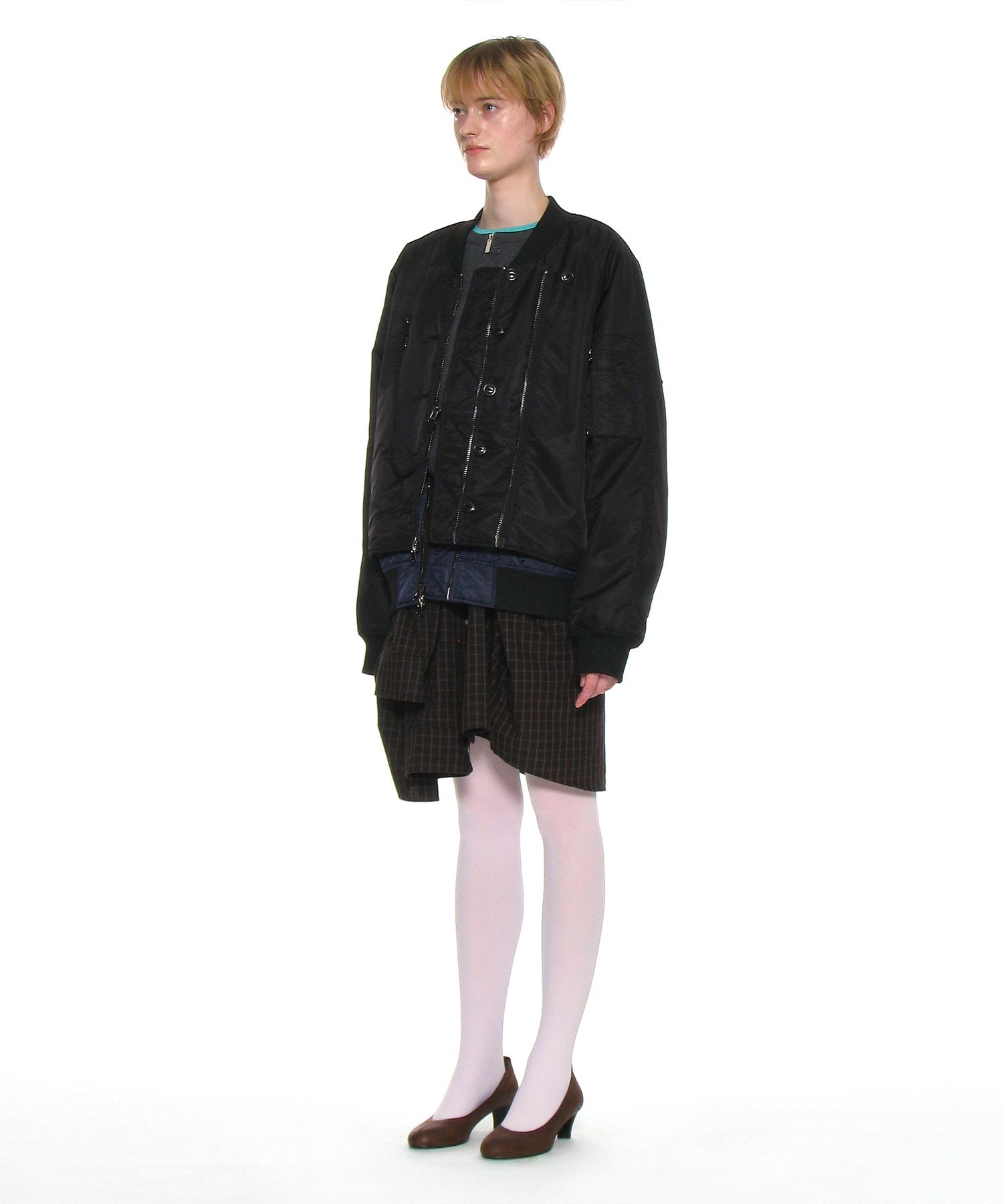 MUSINSA | PARTIMENTO WOMEN Detachable Layered MA-1 Bomber Jacket_Black