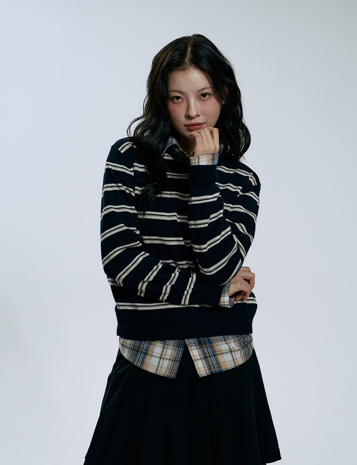 클레버필드(CLEVER FIELD) 아카데미 스트라이프 카라니트_블랙