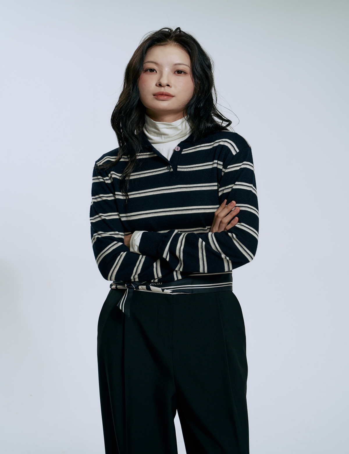 클레버필드(CLEVER FIELD) 아카데미 스트라이프 카라니트_블랙