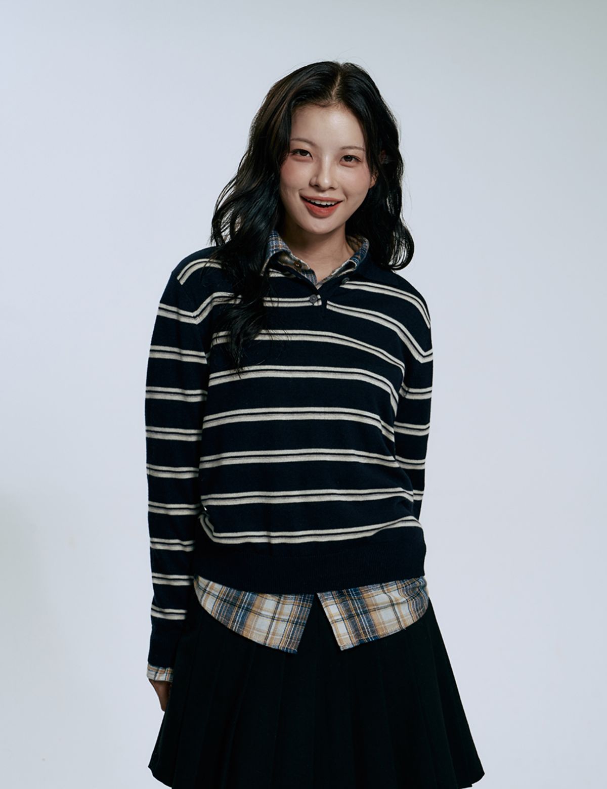 클레버필드(CLEVER FIELD) 아카데미 스트라이프 카라니트_블랙