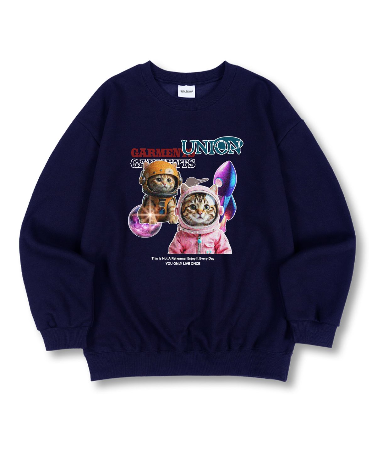 유니온가먼츠(UNION GARMENTS) 스페이스캣 특양면 오버핏 맨투맨 티셔츠 4 COLOR