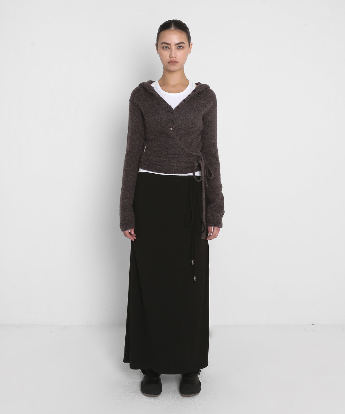 샌드릭(SANDRIC) BRUSHED MAXI LONG SKIRT_BLACK