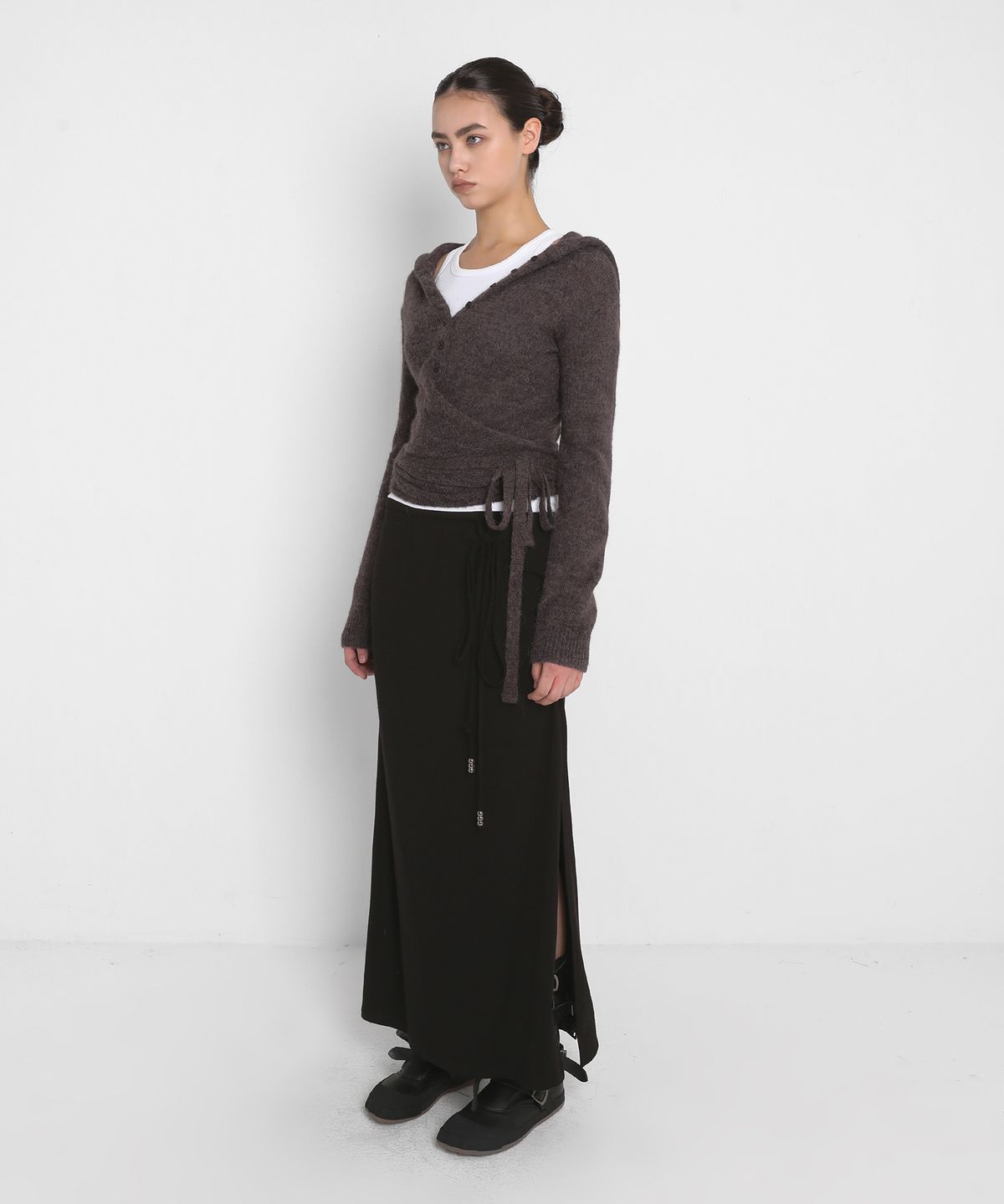 샌드릭(SANDRIC) BRUSHED MAXI LONG SKIRT_BLACK
