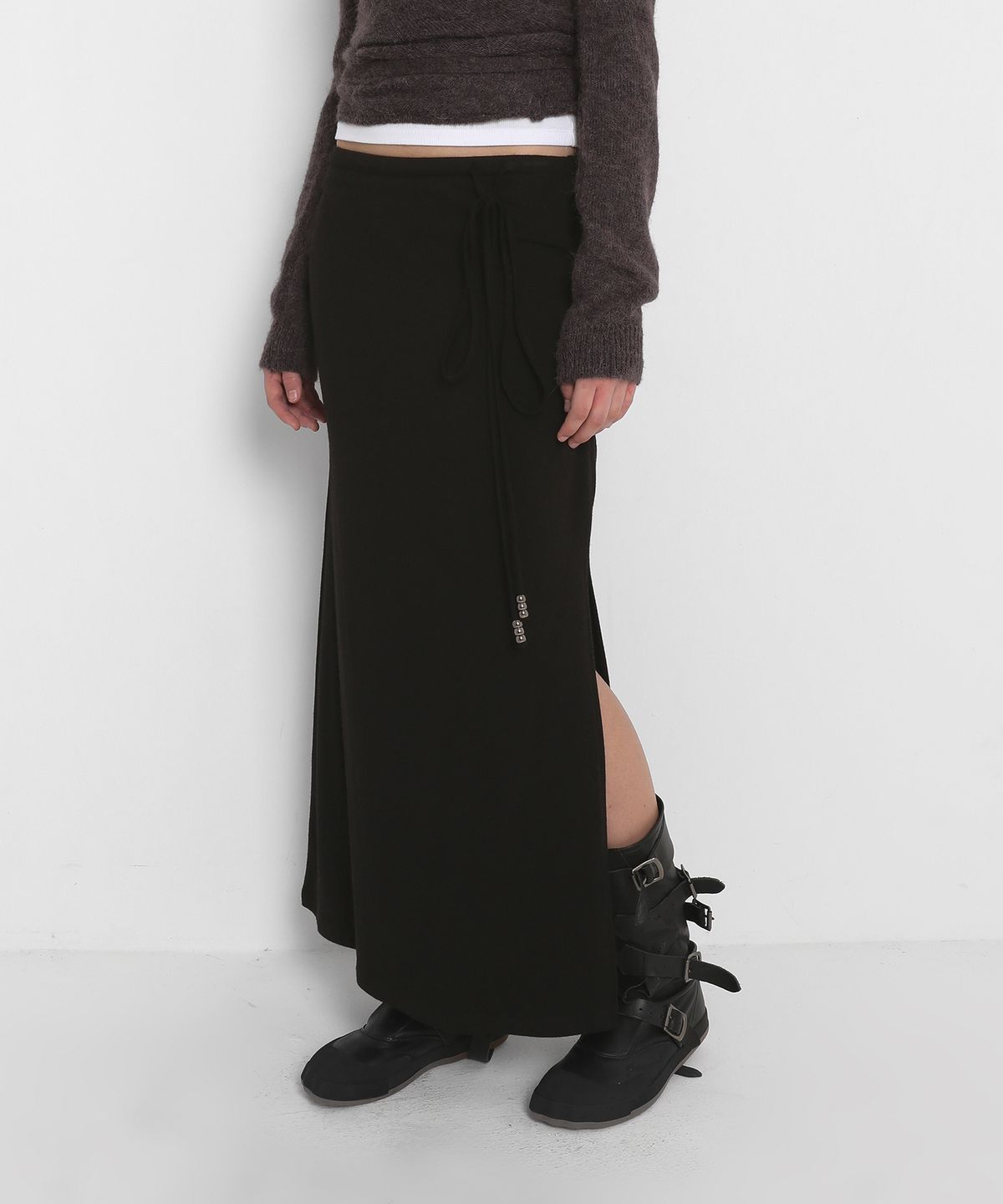 샌드릭(SANDRIC) BRUSHED MAXI LONG SKIRT_BLACK