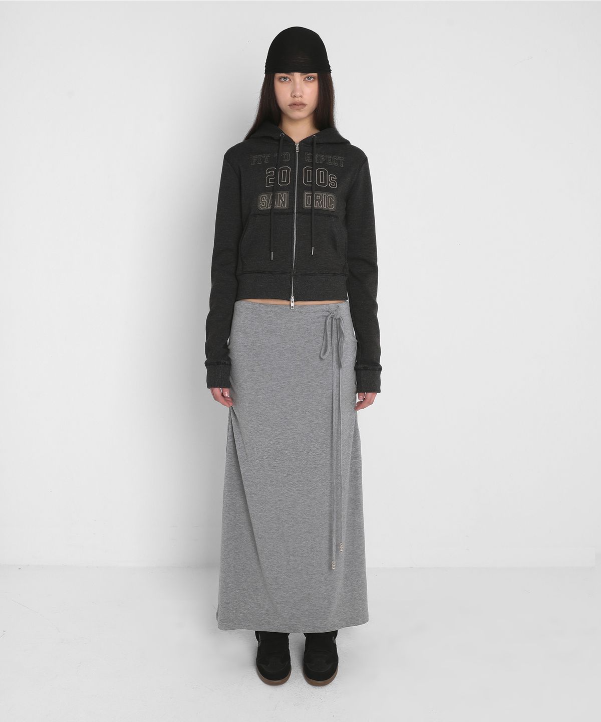 샌드릭(SANDRIC) BRUSHED MAXI LONG SKIRT_MELANGE GREY