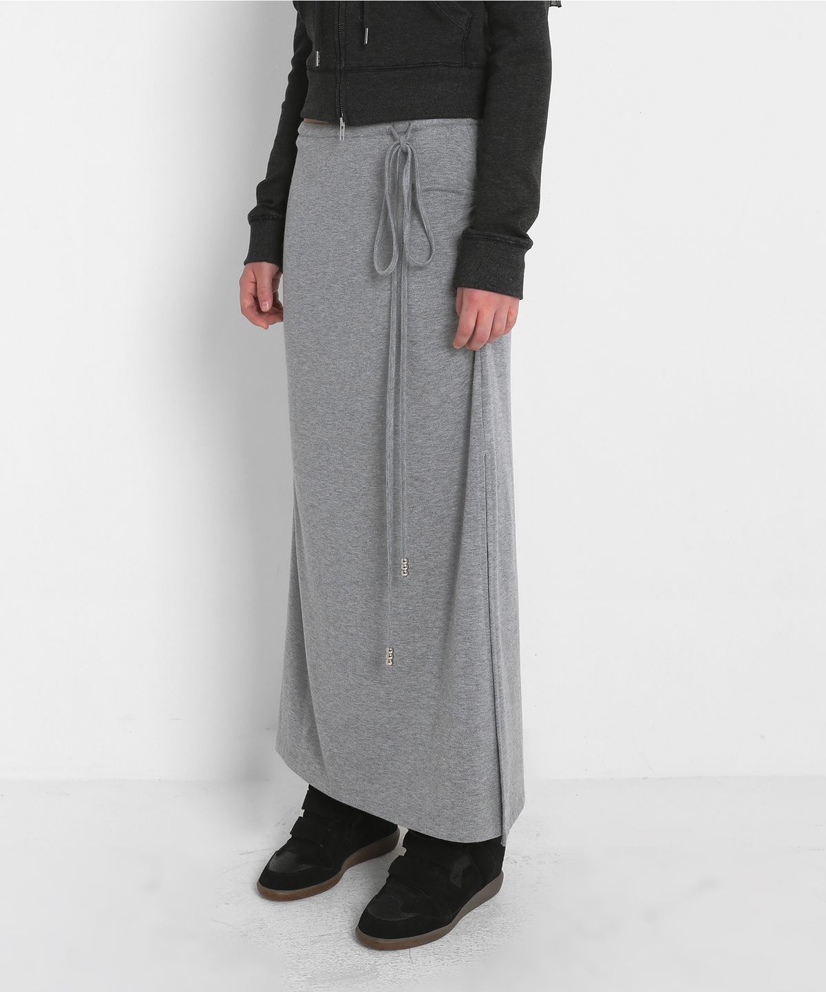샌드릭(SANDRIC) BRUSHED MAXI LONG SKIRT_MELANGE GREY