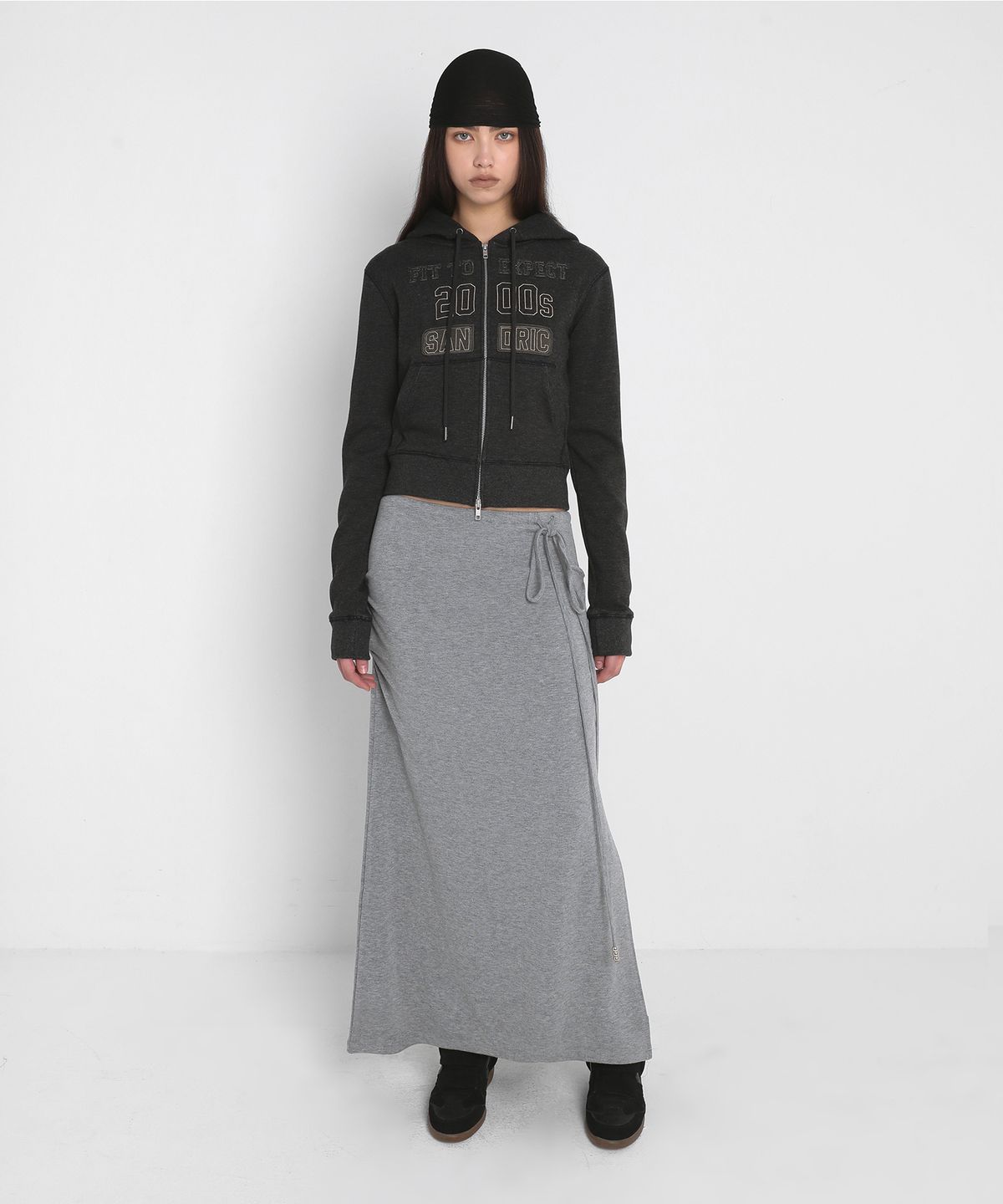 샌드릭(SANDRIC) BRUSHED MAXI LONG SKIRT_MELANGE GREY