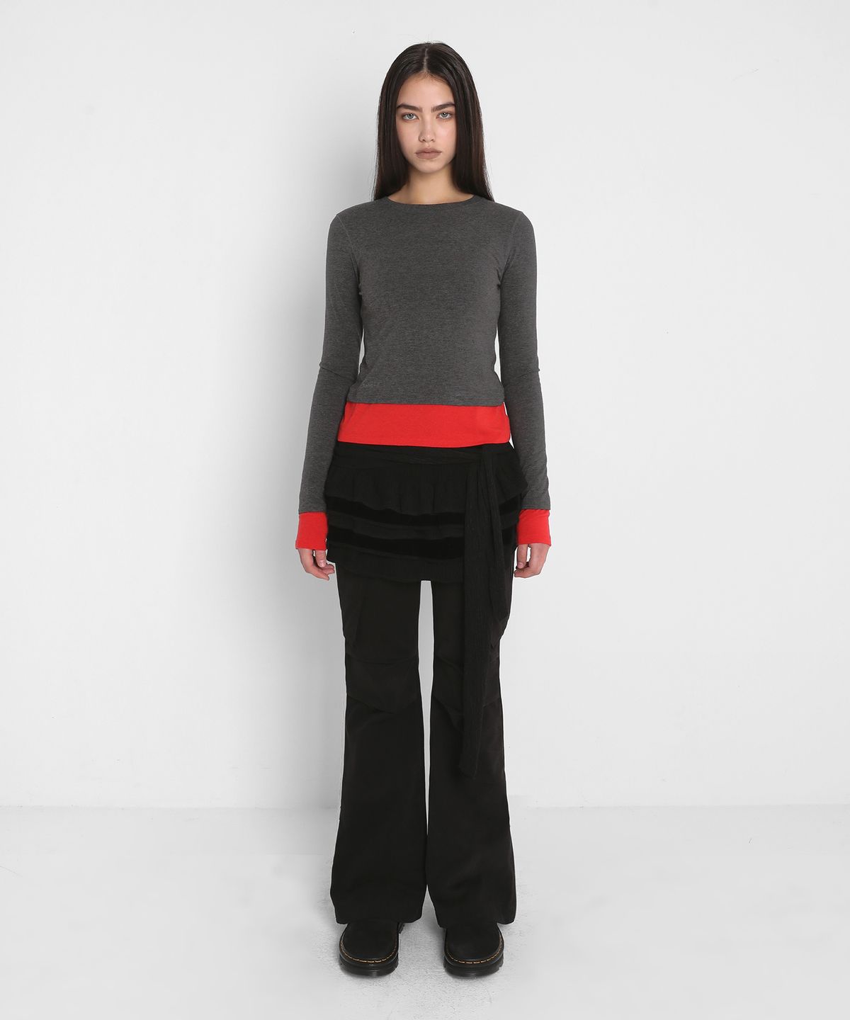 샌드릭(SANDRIC) PLEATED KNIT MINI SKIRT_BLACK