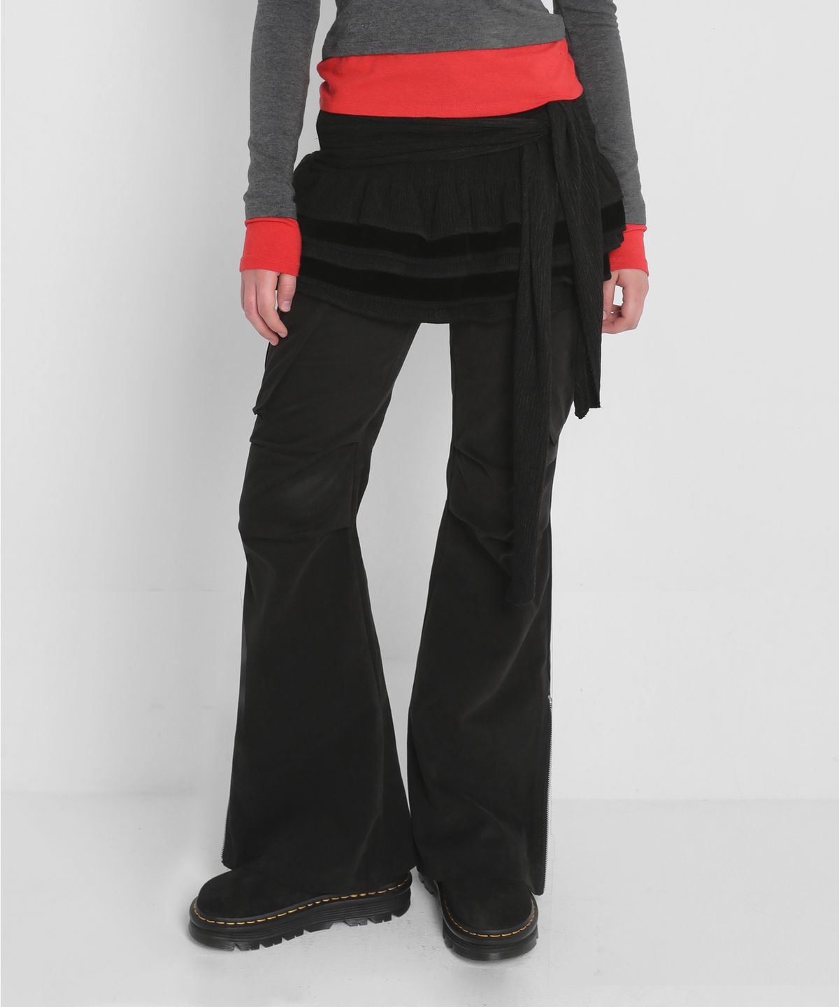 샌드릭(SANDRIC) PLEATED KNIT MINI SKIRT_BLACK