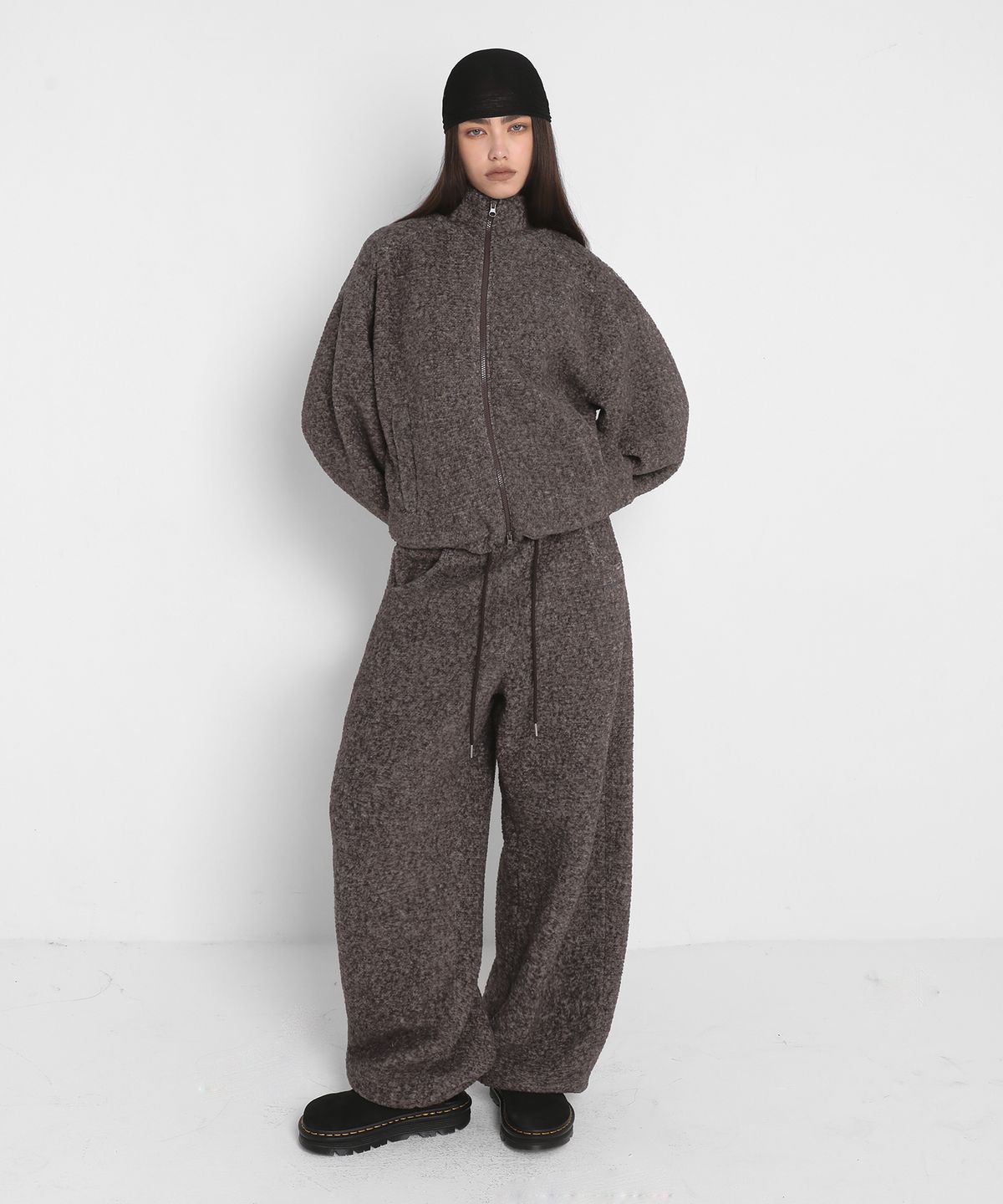 샌드릭(SANDRIC) FLEECE BRUSHED ZIP UP_RED BROWN