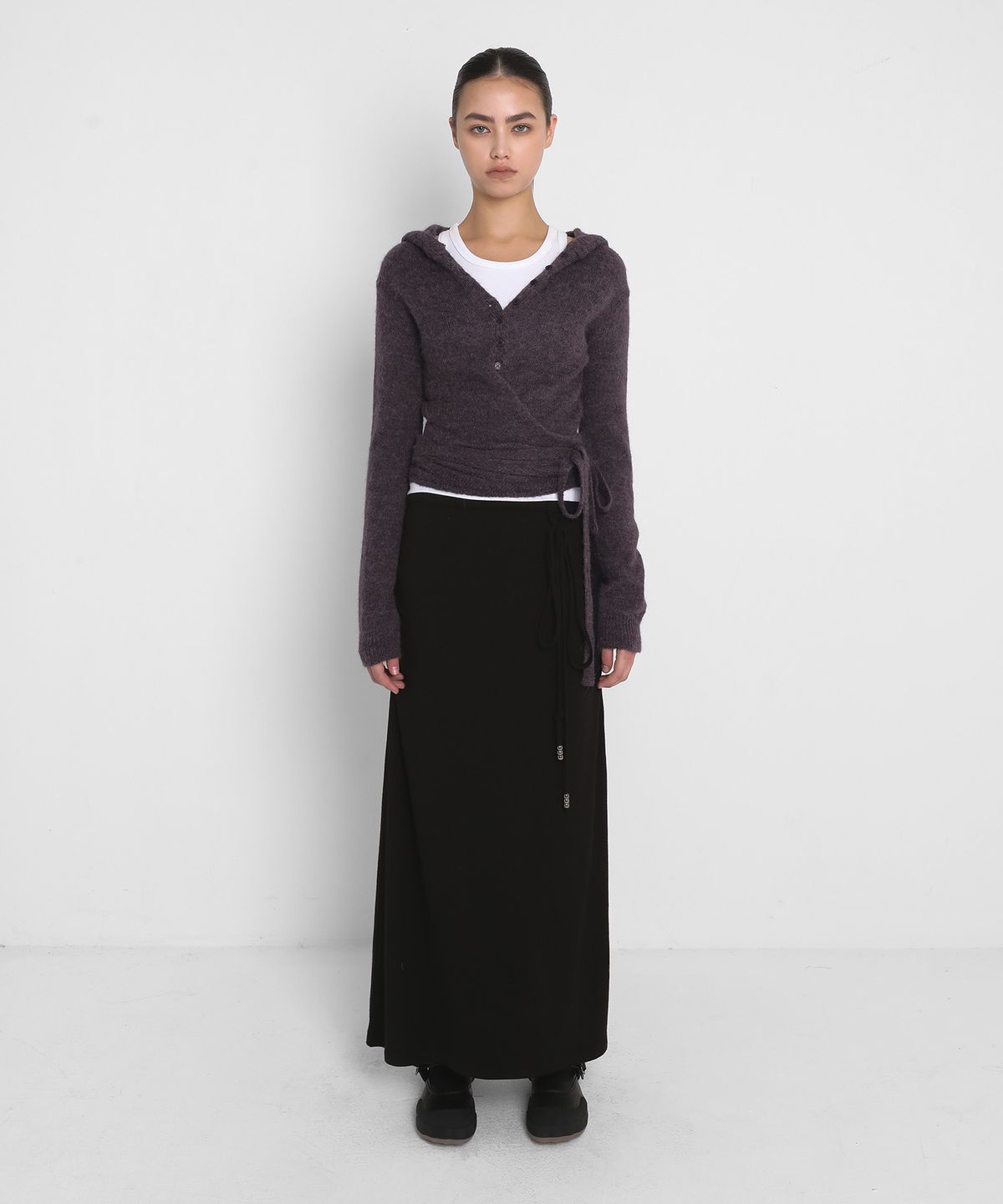 샌드릭(SANDRIC) ALPACA KNIT HOODED CARDIGAN_PURPLE