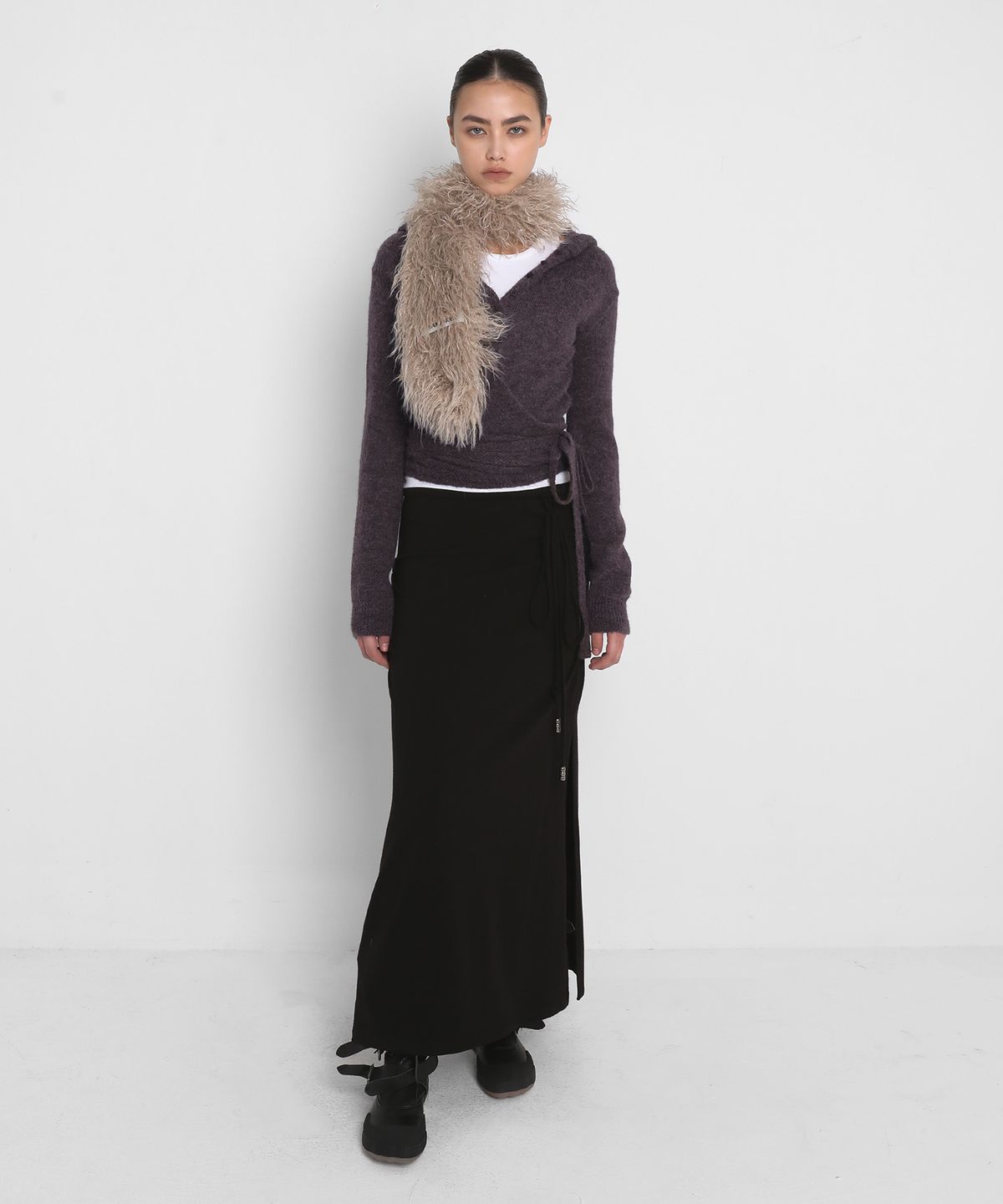 샌드릭(SANDRIC) ALPACA KNIT HOODED CARDIGAN_PURPLE