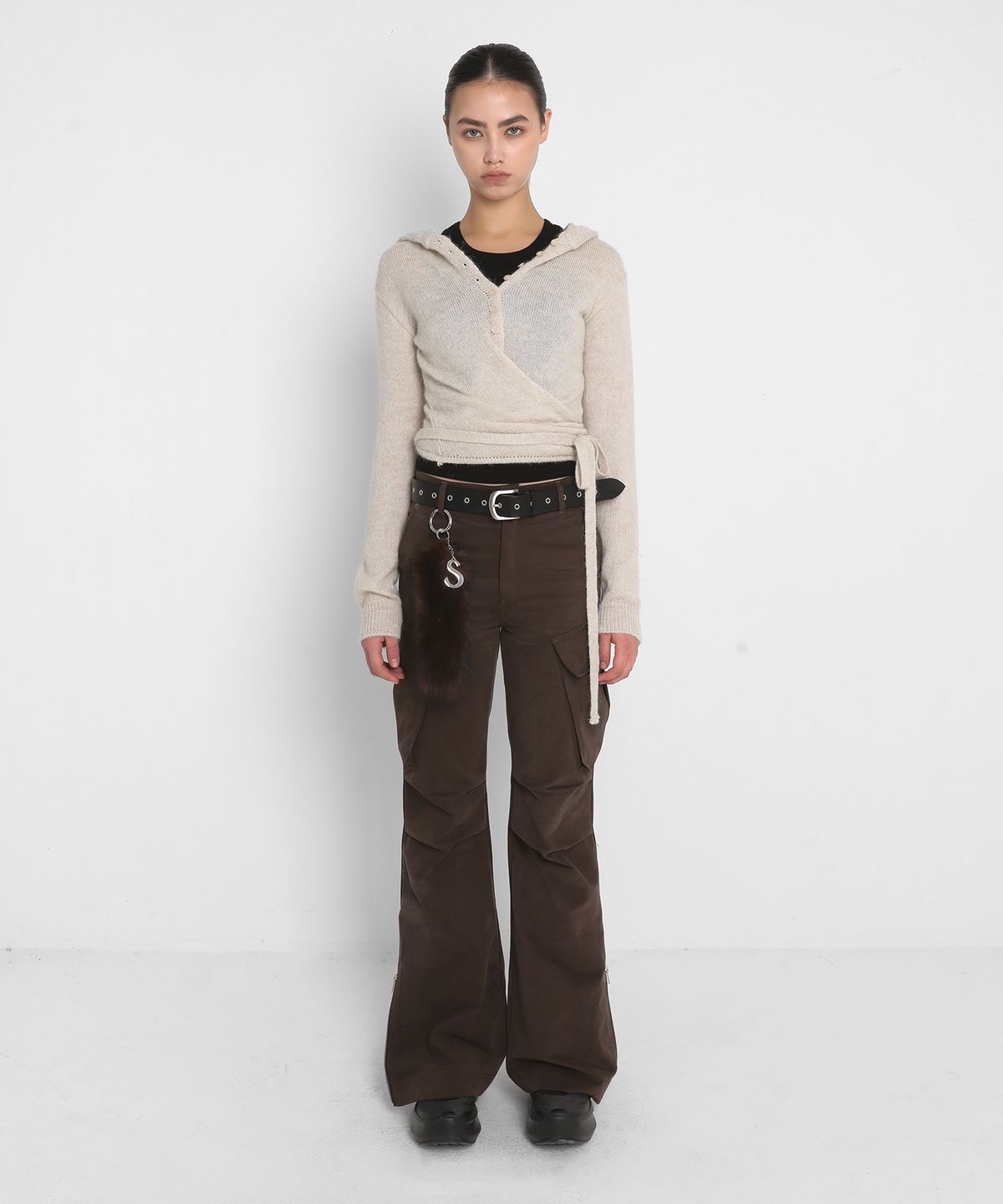 샌드릭(SANDRIC) ALPACA KNIT HOODED CARDIGAN_SAND BEIGE