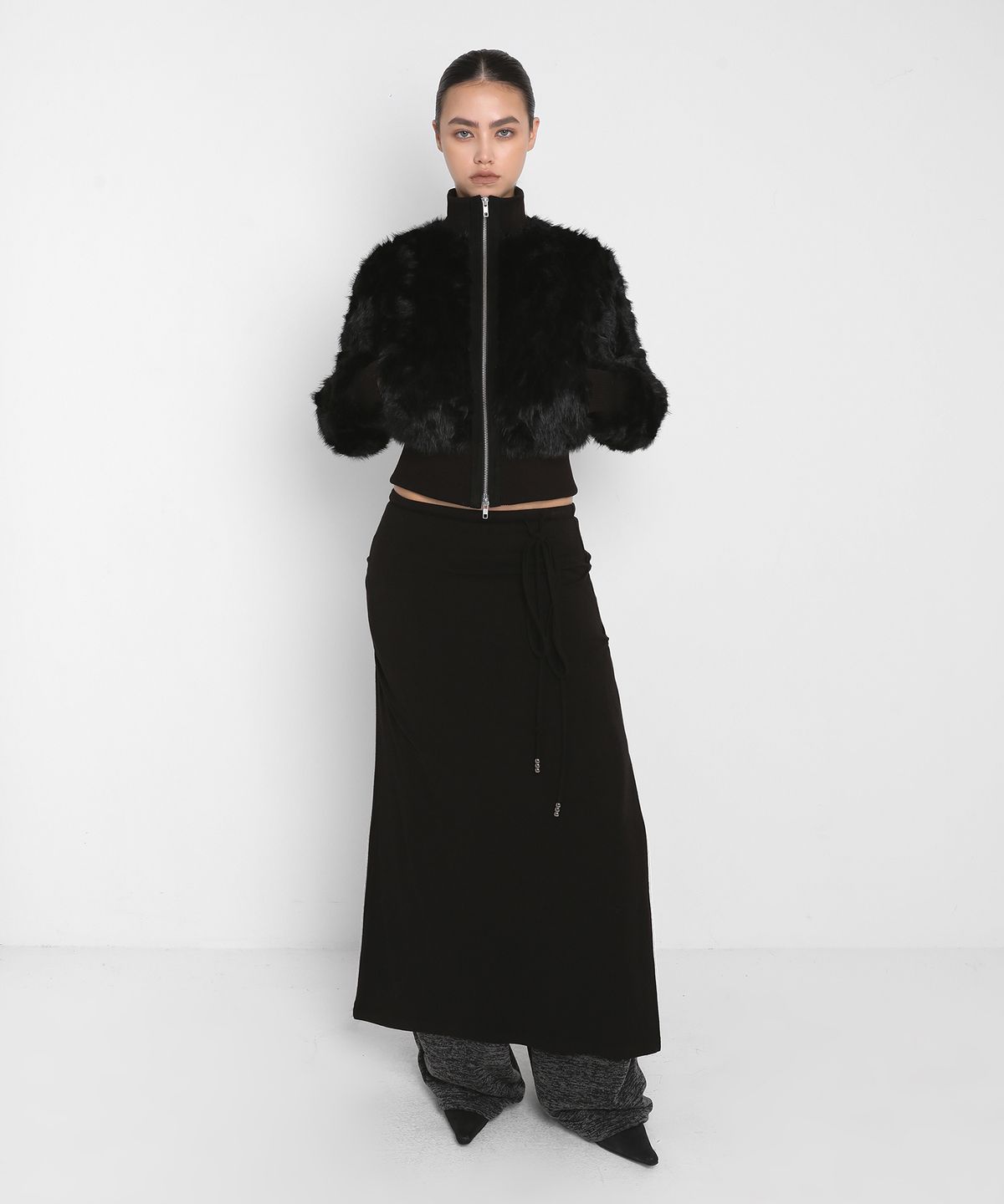샌드릭(SANDRIC) FUR ZIP UP JACKET_BLACK