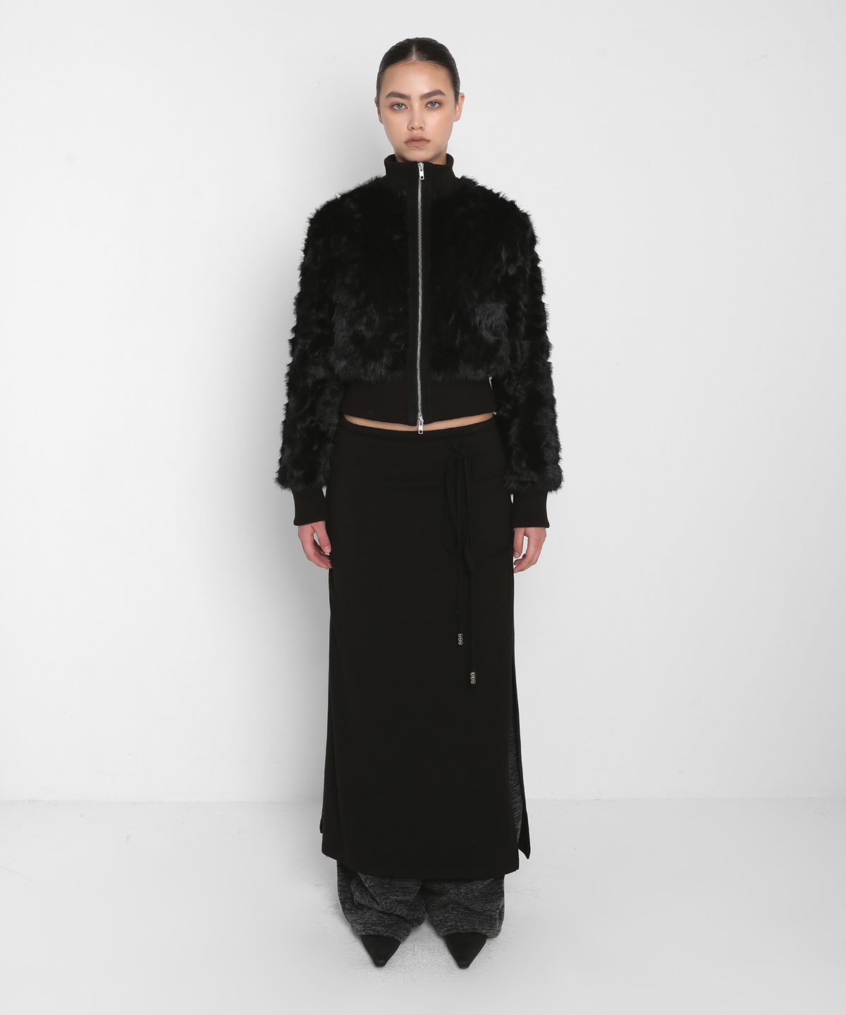 샌드릭(SANDRIC) FUR ZIP UP JACKET_BLACK