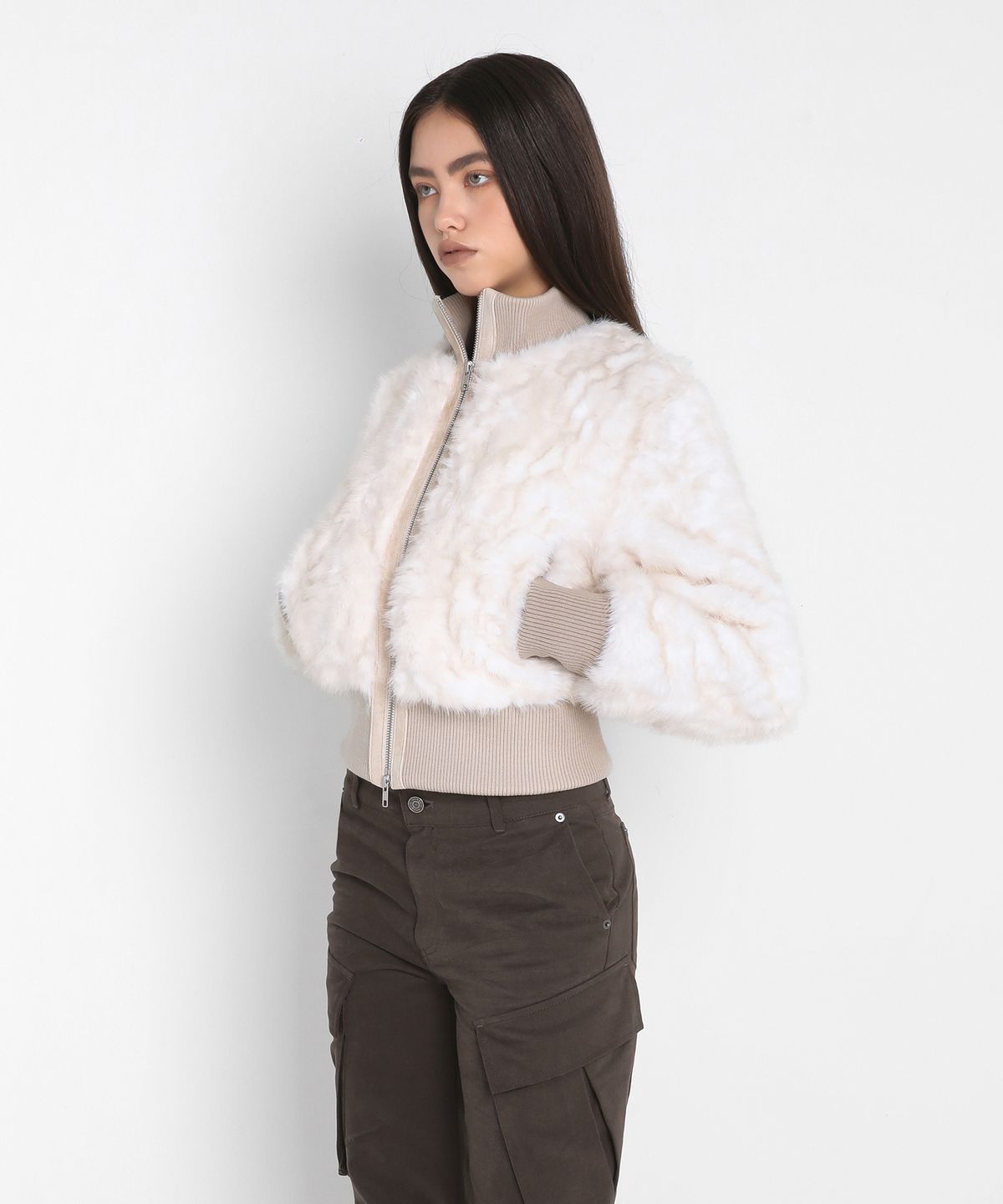 샌드릭(SANDRIC) FUR ZIP UP JACKET_IVORY