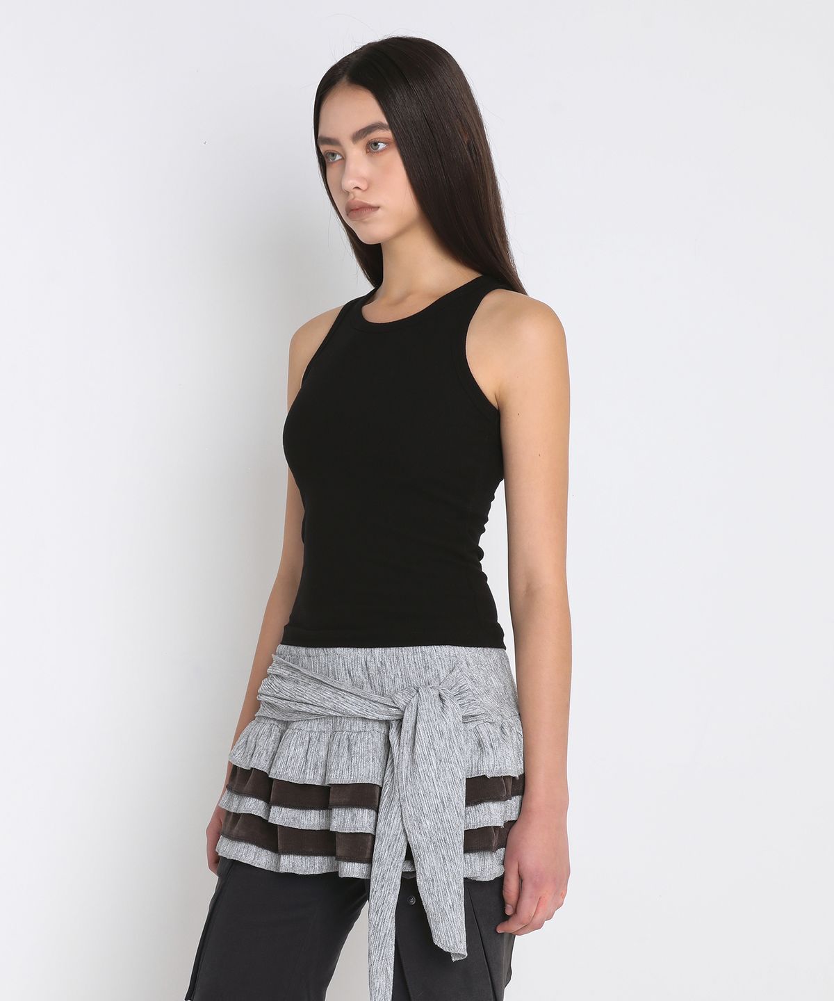 샌드릭(SANDRIC) BRUSHED LAYERED TANK TOP_BLACK