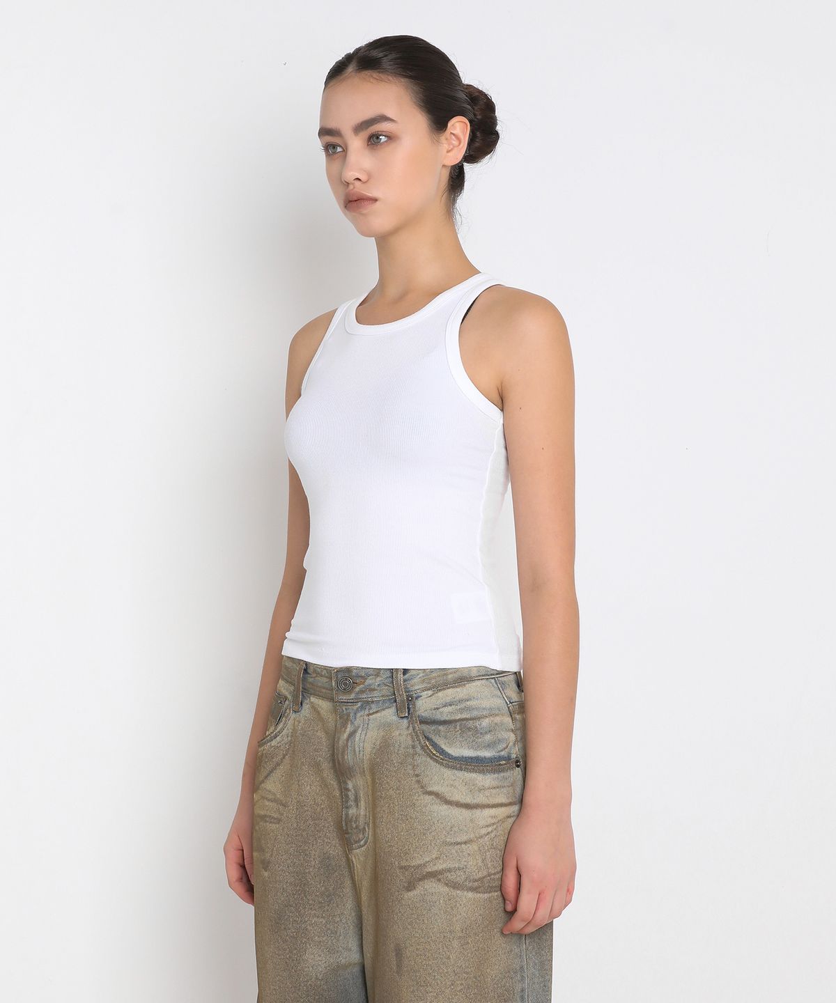 샌드릭(SANDRIC) BRUSHED LAYERED TANK TOP_WHITE