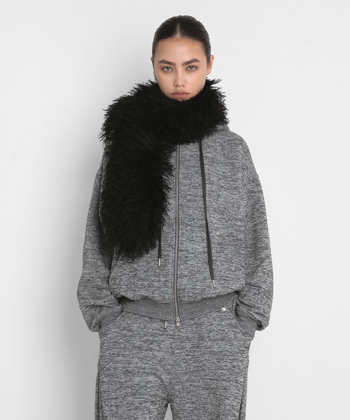샌드릭(SANDRIC) BRUSHED BOKASHI HOODED ZIP UP_MELANGE GREY