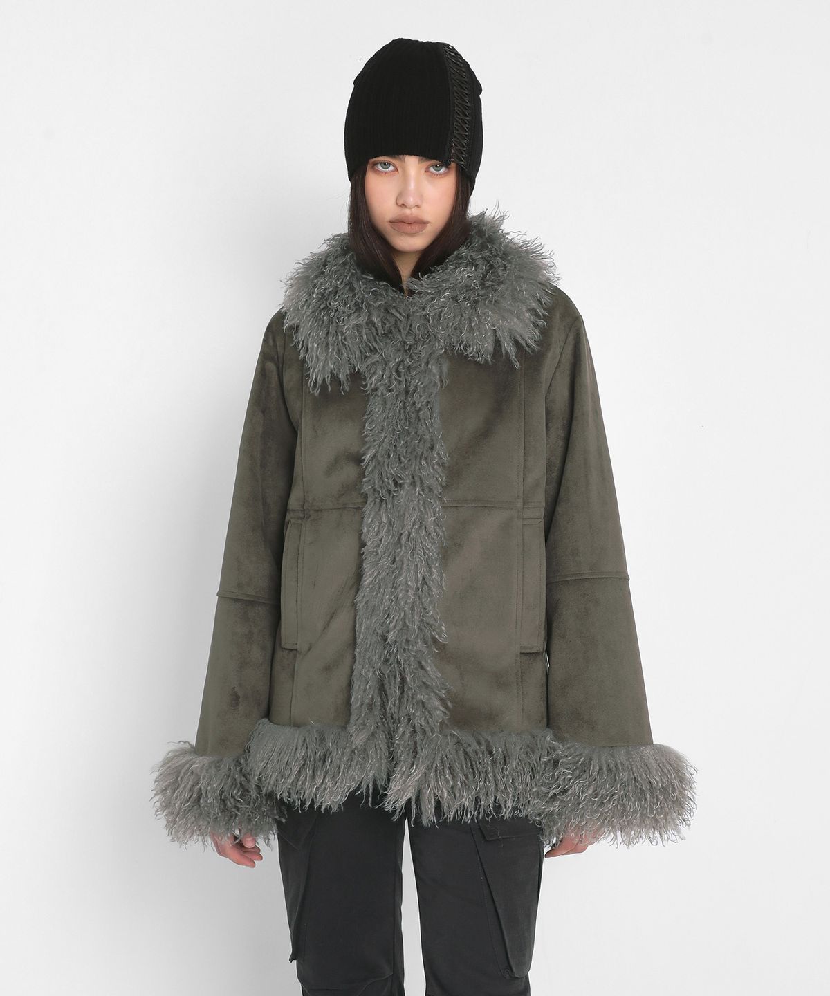 샌드릭(SANDRIC) TRIMMING FUR JACKET_KHAKI