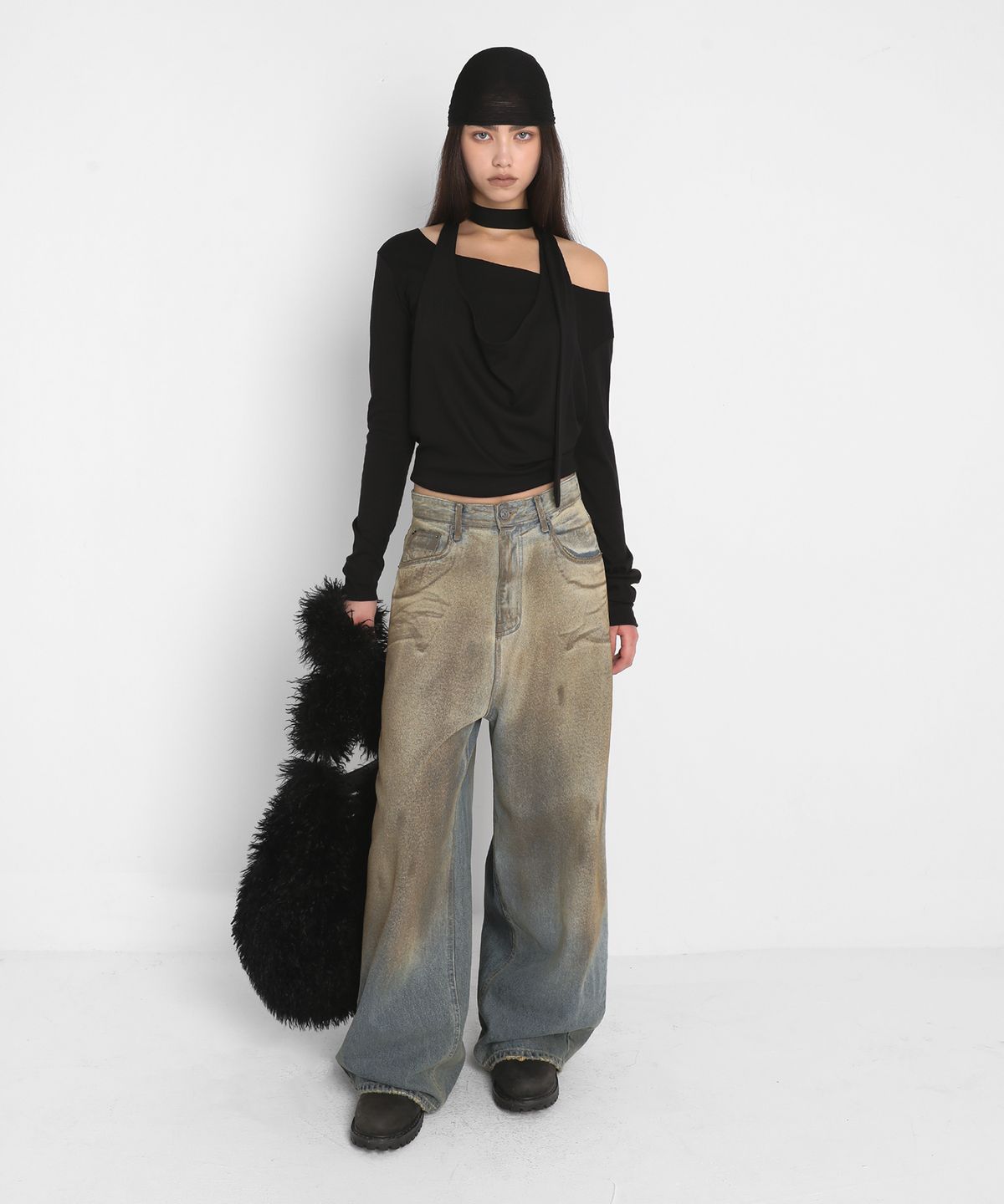 샌드릭(SANDRIC) TWO WAY FUR BAG_BLACK